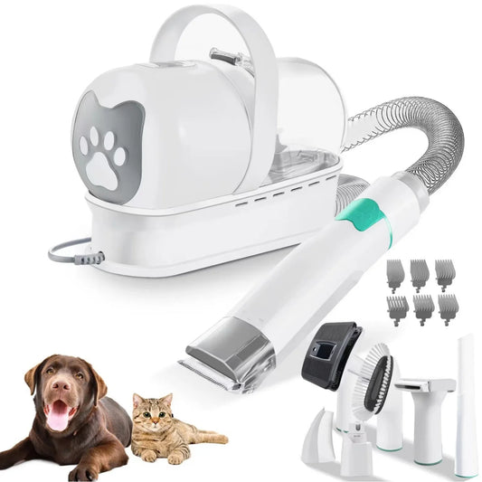 7 in 1 Pet Grooming Vacuum Kit: Dog Grooming Clippers, Pet Hair Remover, with Large Suction & Low Noise