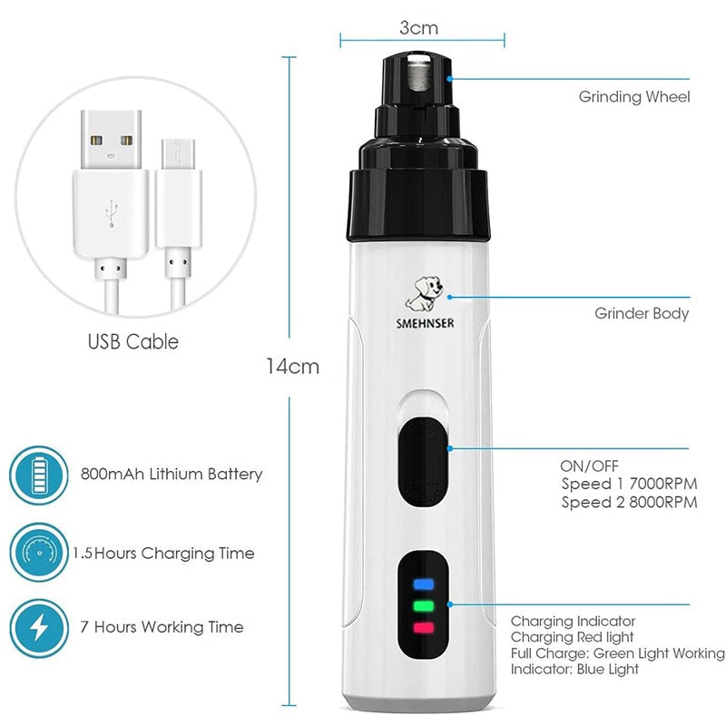 Dog Nail Trimmer, Low Noise (USB)