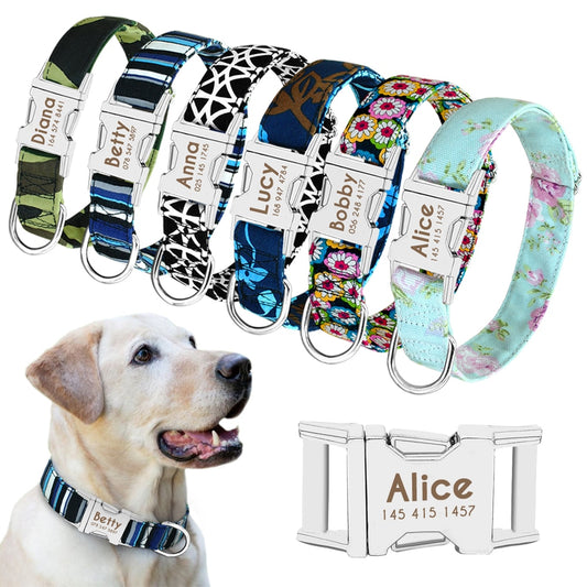 Personalized Dog Collar; Nylon & Adjustable